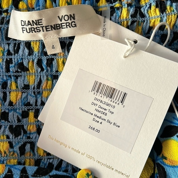Diane Von Furstenberg Dover Cropped Lemon Print Crepe Top in Blue Size 4 NWT! - Picture 10 of 12